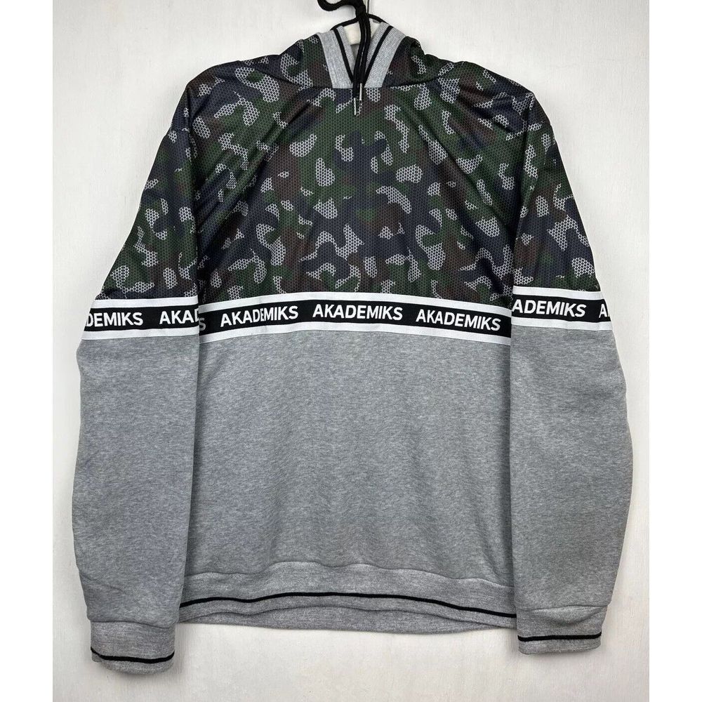Akademics Womens XL Camo‎ & Grey Split Pattern Branded Hoodie